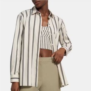 Theory Striped Button Up and Bustier Set